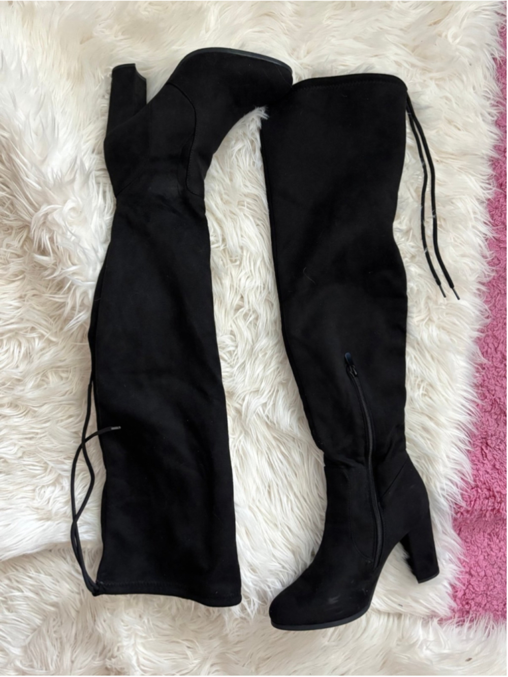Dream Pairs Black knee thigh high Boots Chunky Heel Stretch Boots Sexy Fall 8.5 - Picture 2 of 9